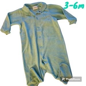 Vintage 90s Carters Infant 3-6 M Terry Cloth Footed Sleeper Snaps Light Blue
